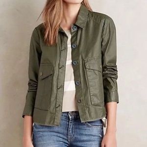 Anthropologie Hei Hei Green Coated Swing Jacket M
